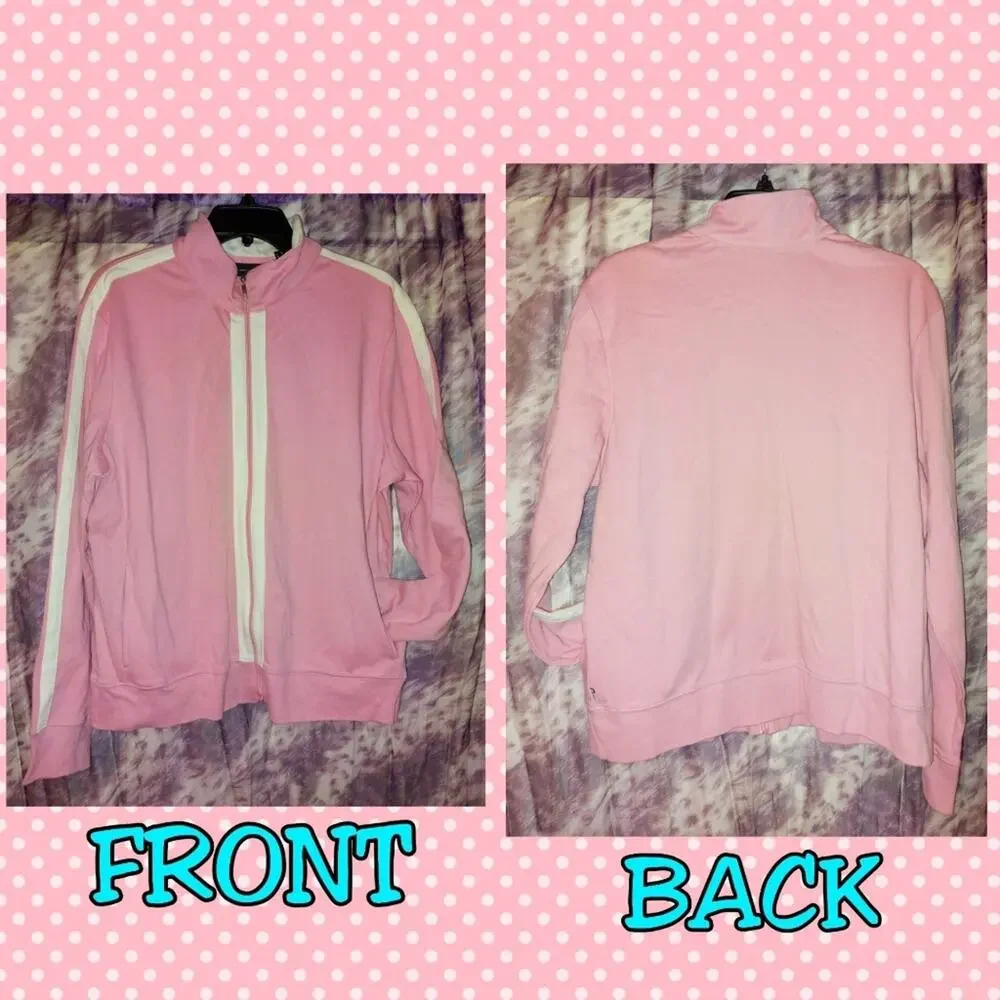 Sporty Spice Vibes – New York & Company Pink Zip-Up Track Jacket (XL) - Picture 2 of 4